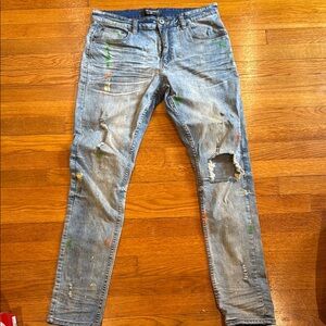 Men's Distressed Blue Jeans